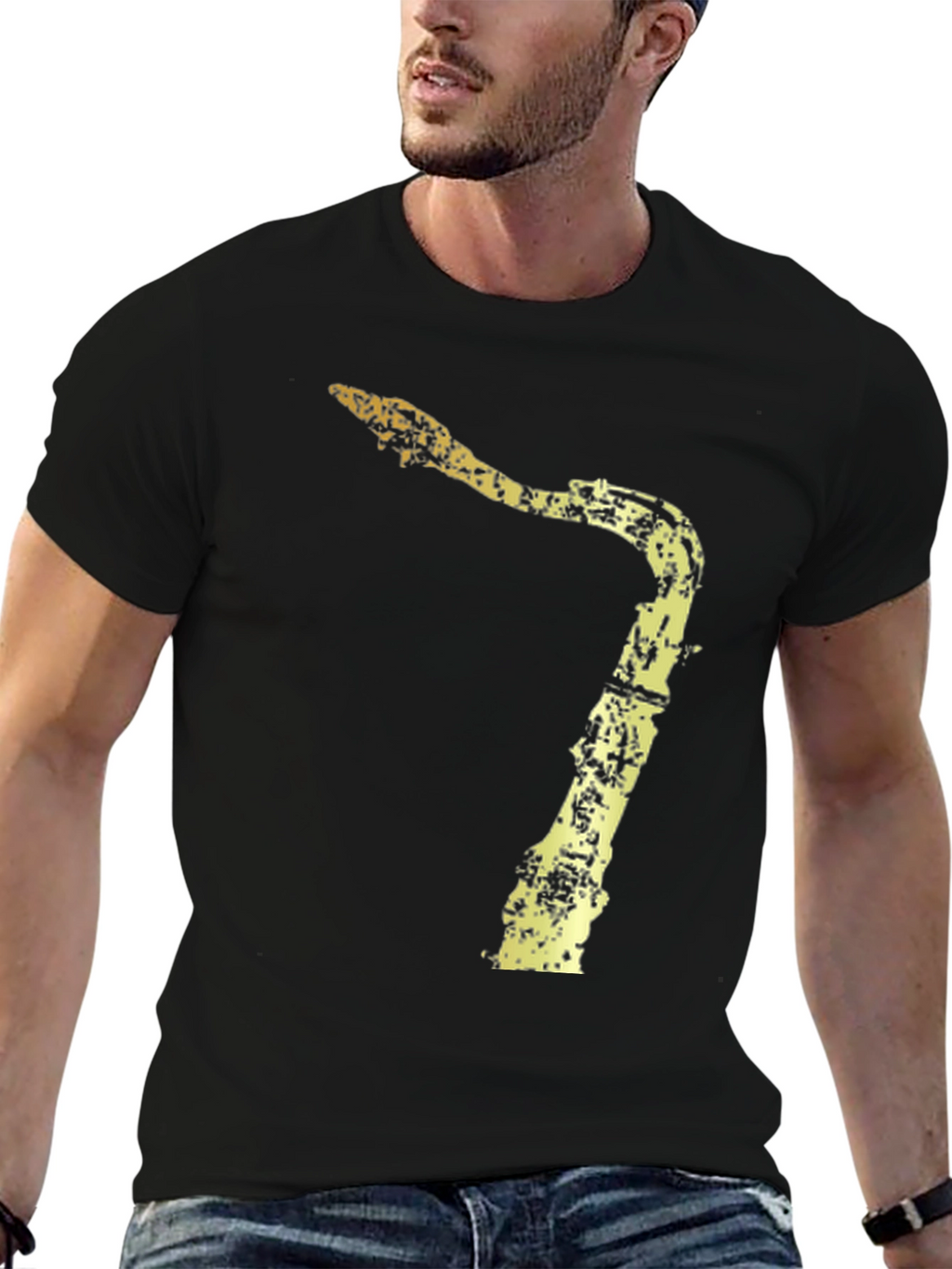 Black Saxophone Graphic Tee