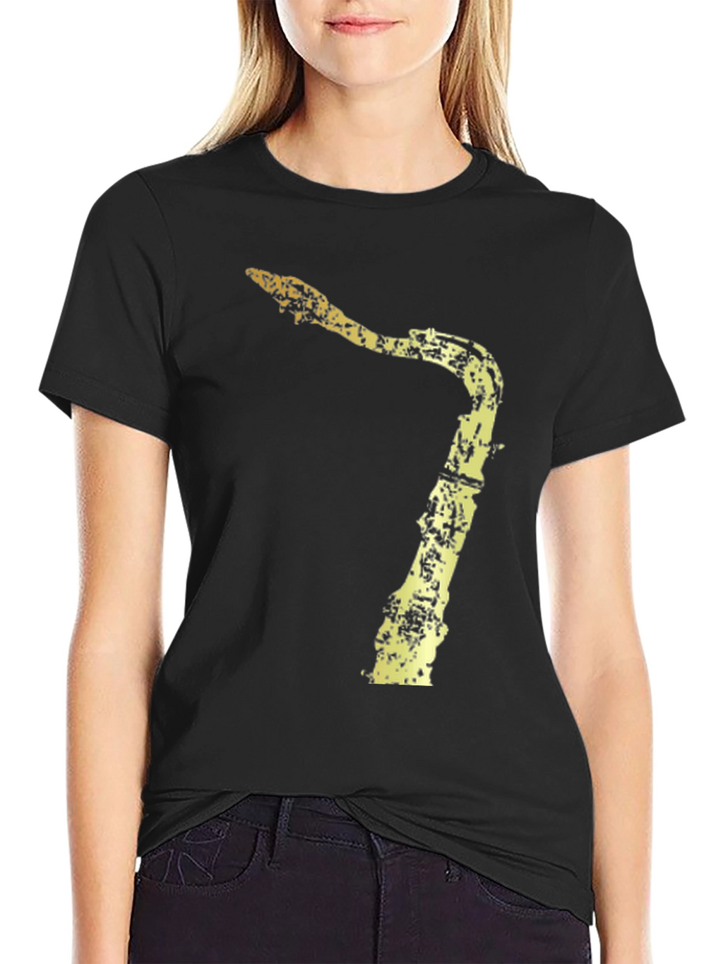 Black Saxophone Graphic Tee