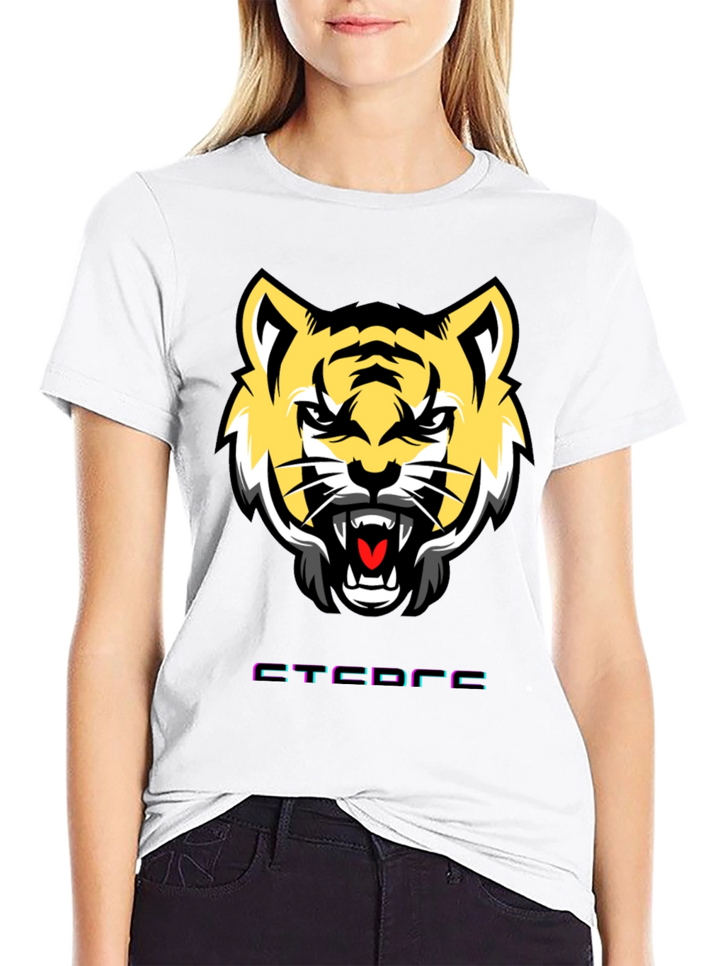 Mens Graphic Tee: Tiger Face Design Short Sleeve