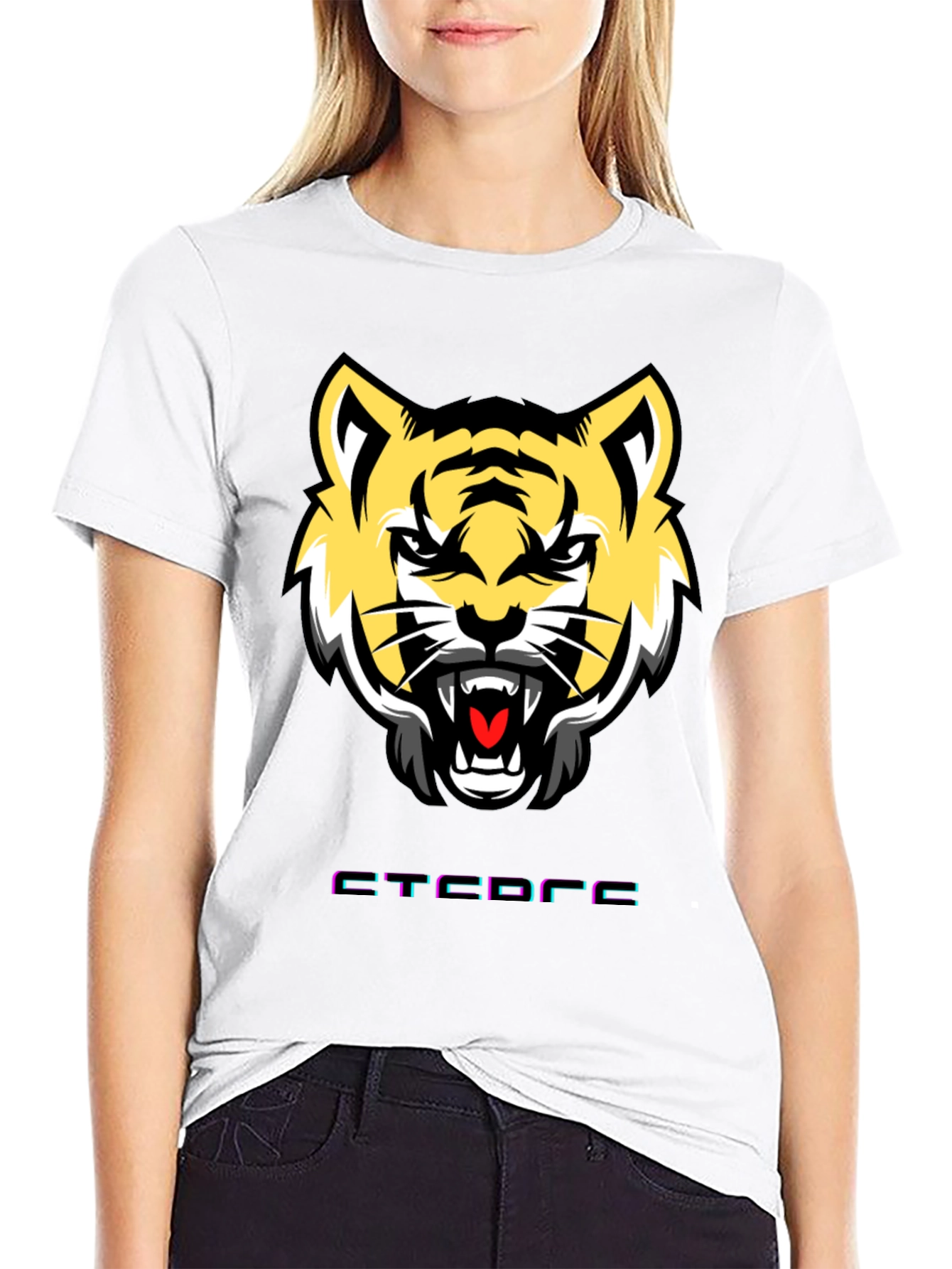 Mens Graphic Tee: Tiger Face Design Short Sleeve