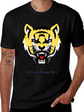 Mens Graphic Tee: Tiger Face Design Short Sleeve
