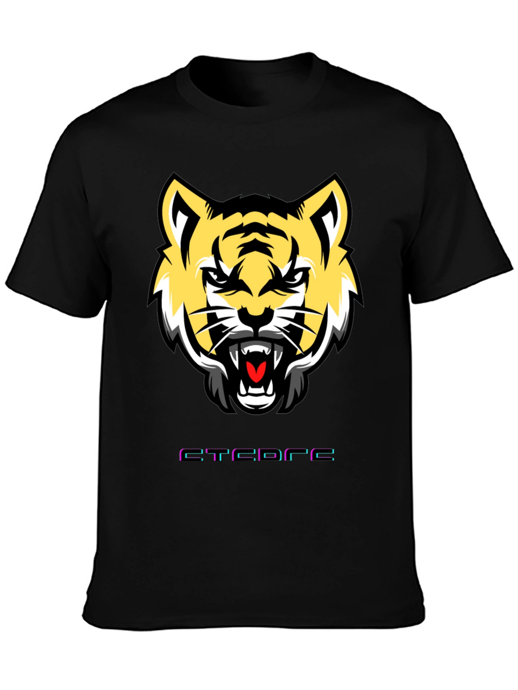 Mens Graphic Tee: Tiger Face Design Short Sleeve