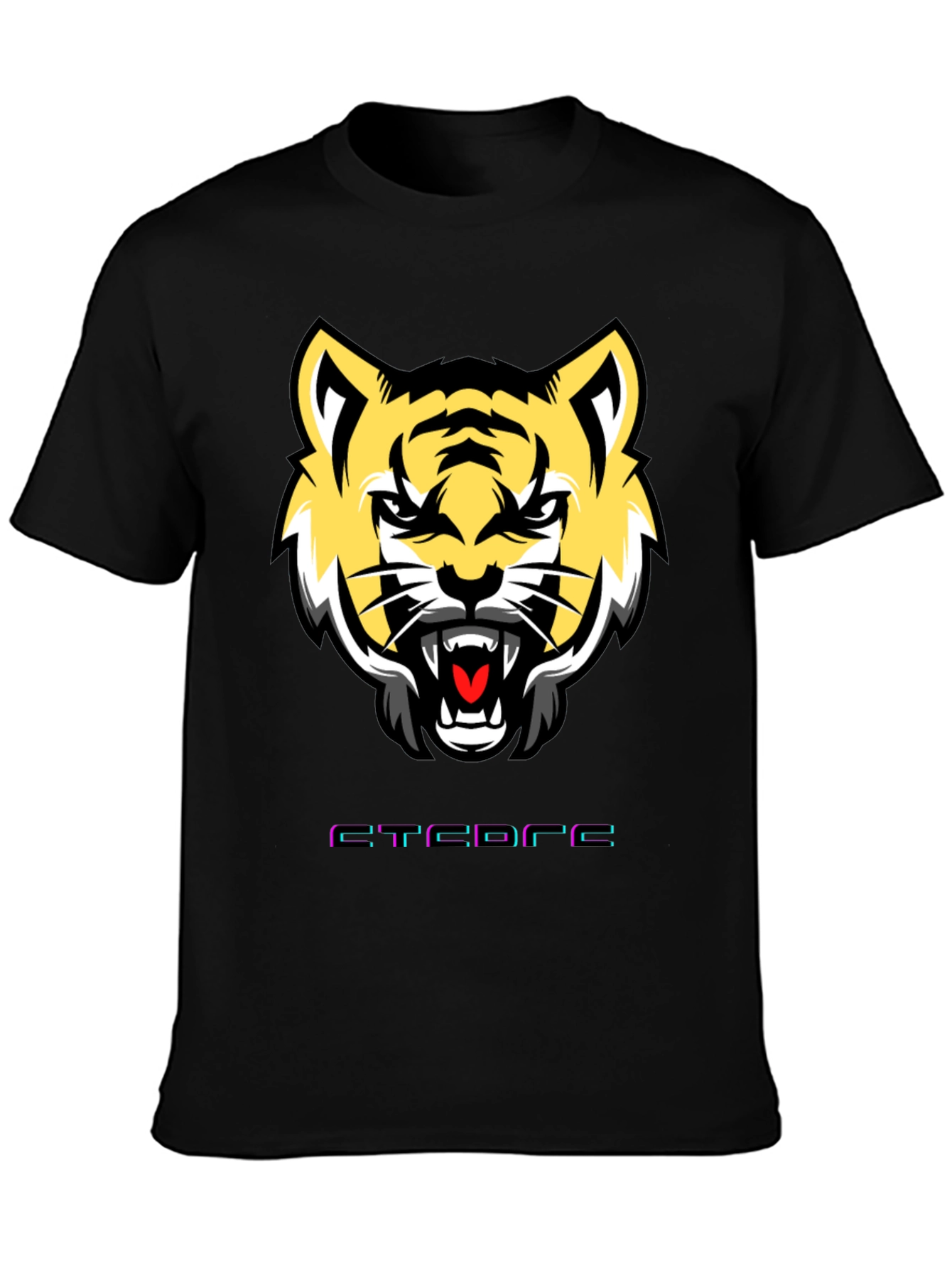 Mens Graphic Tee: Tiger Face Design Short Sleeve