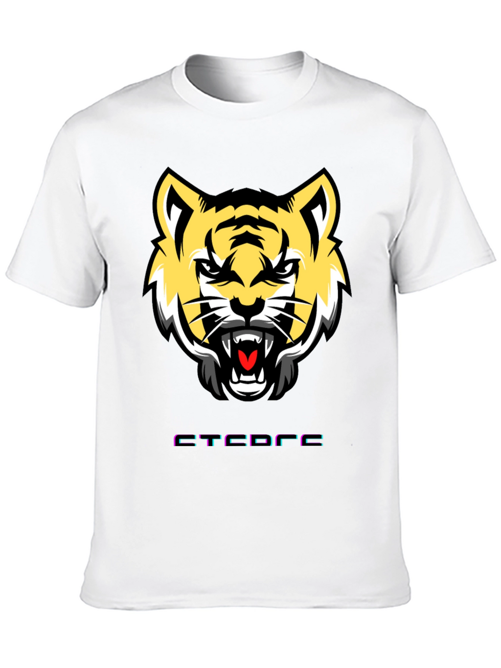 Mens Graphic Tee: Tiger Face Design Short Sleeve