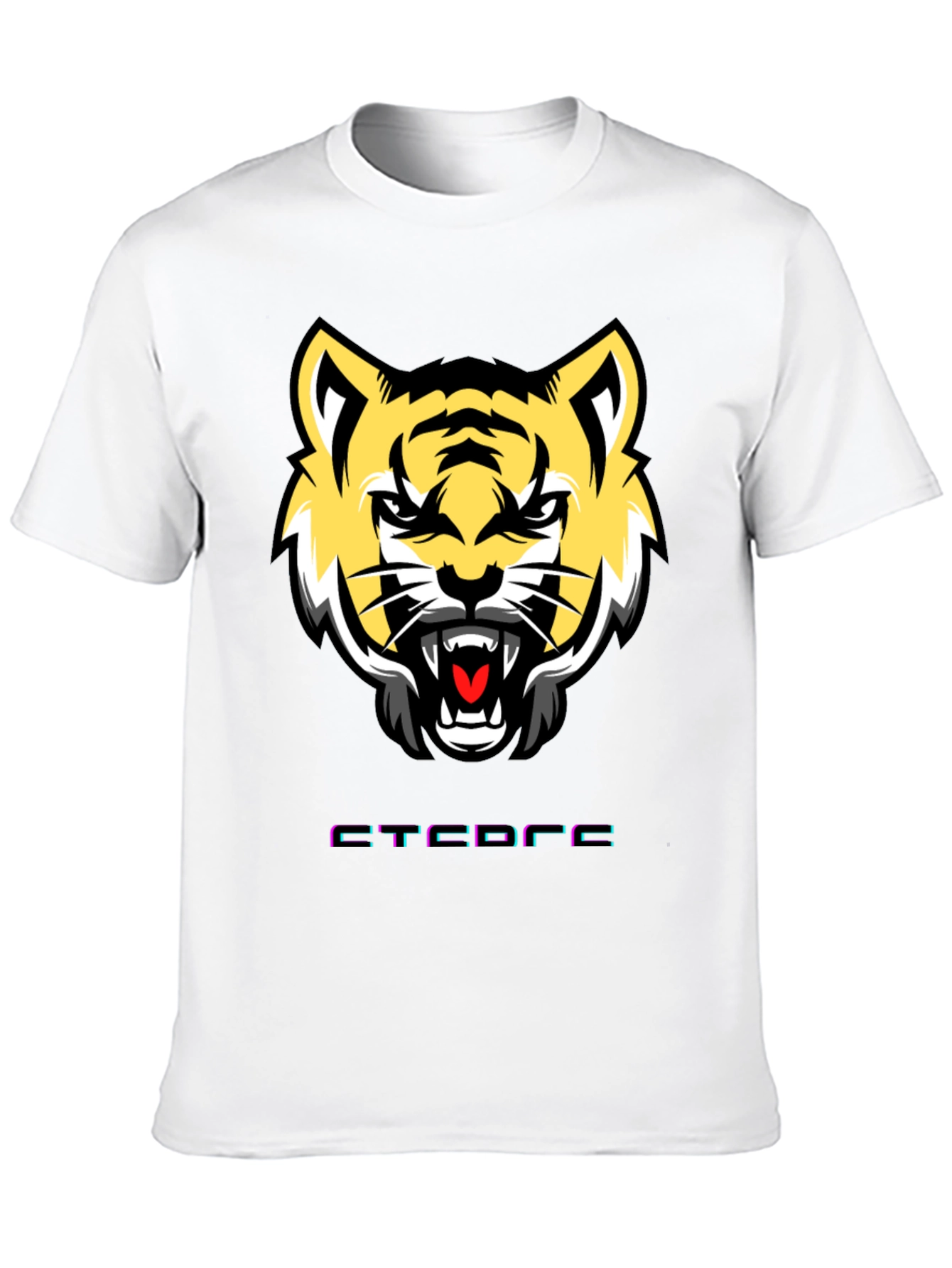 Mens Graphic Tee: Tiger Face Design Short Sleeve