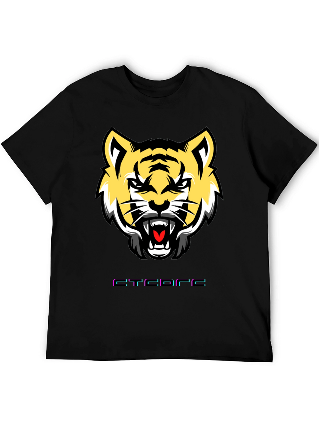 Mens Graphic Tee: Tiger Face Design Short Sleeve