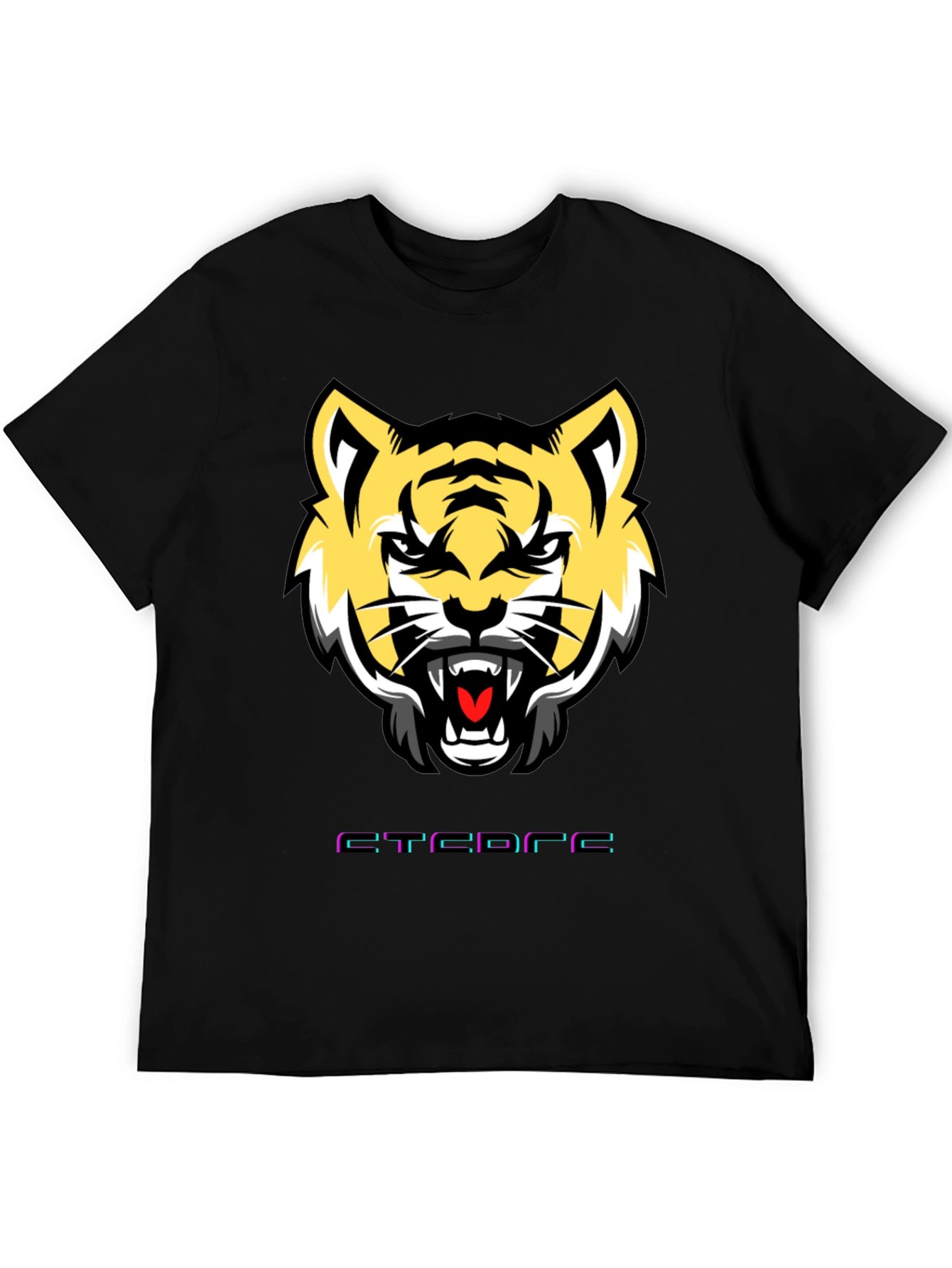 Mens Graphic Tee: Tiger Face Design Short Sleeve