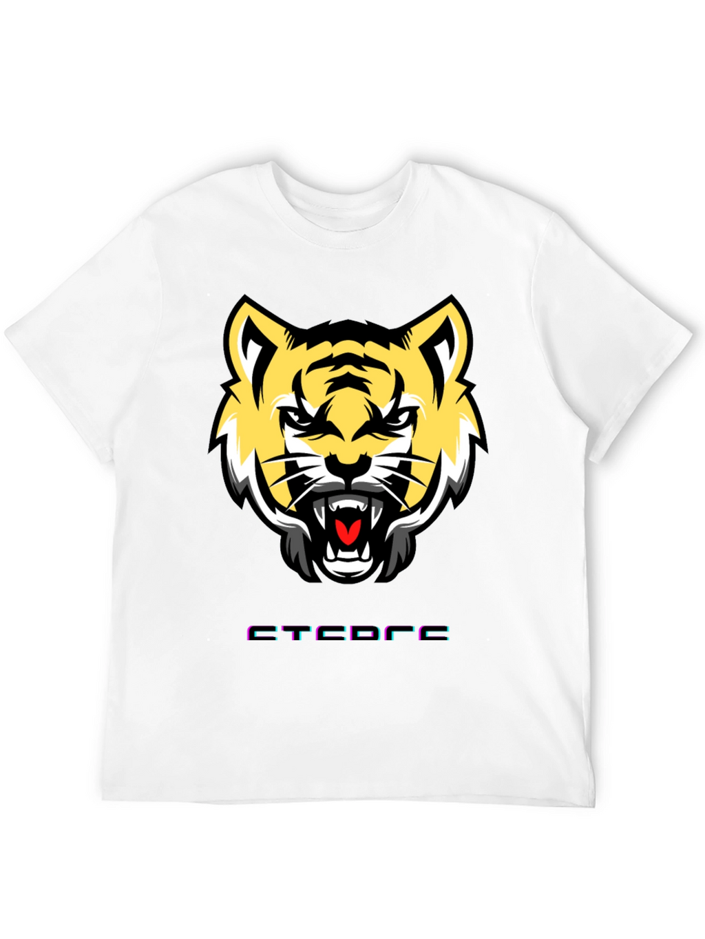 Mens Graphic Tee: Tiger Face Design Short Sleeve