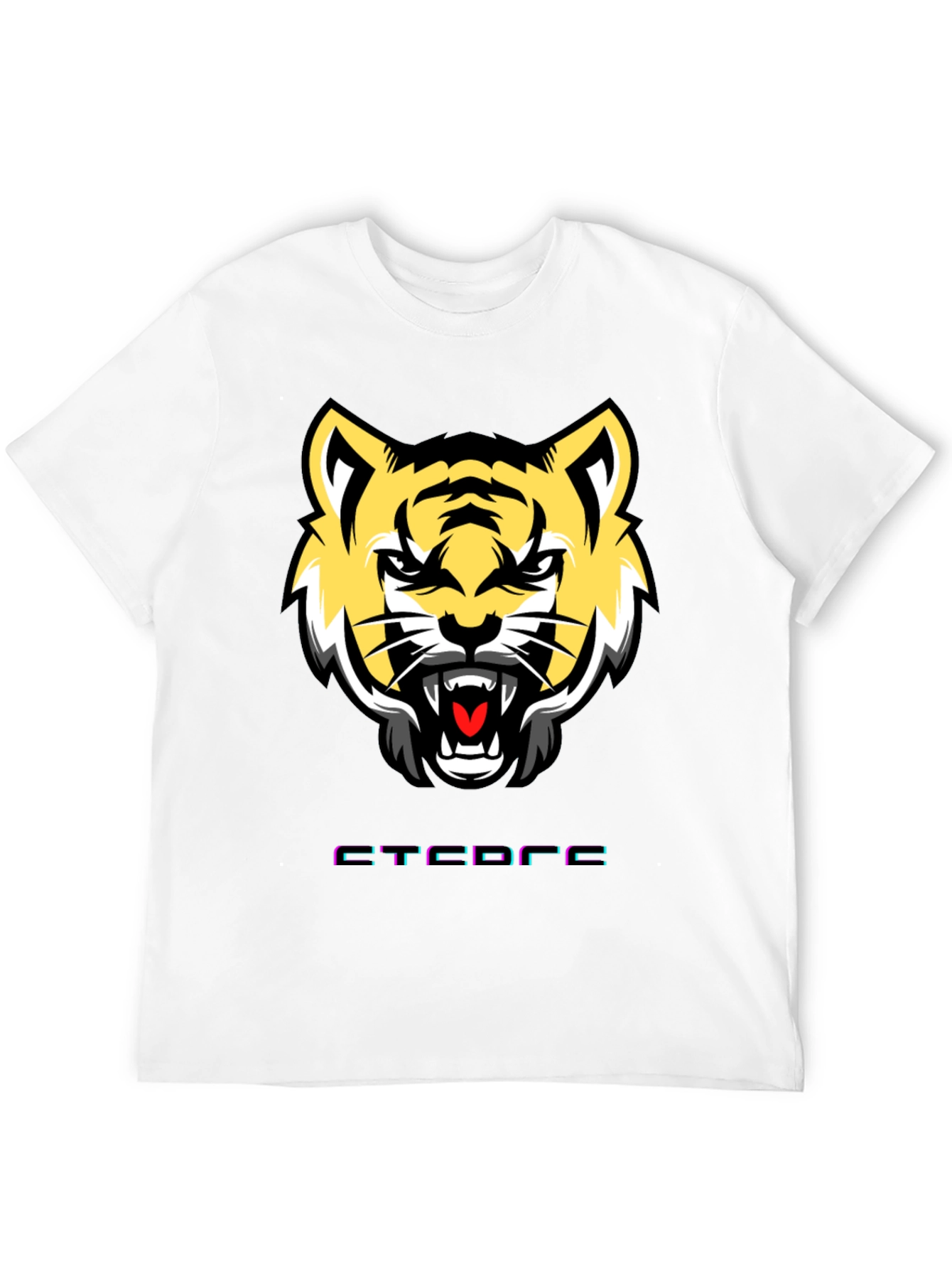 Mens Graphic Tee: Tiger Face Design Short Sleeve