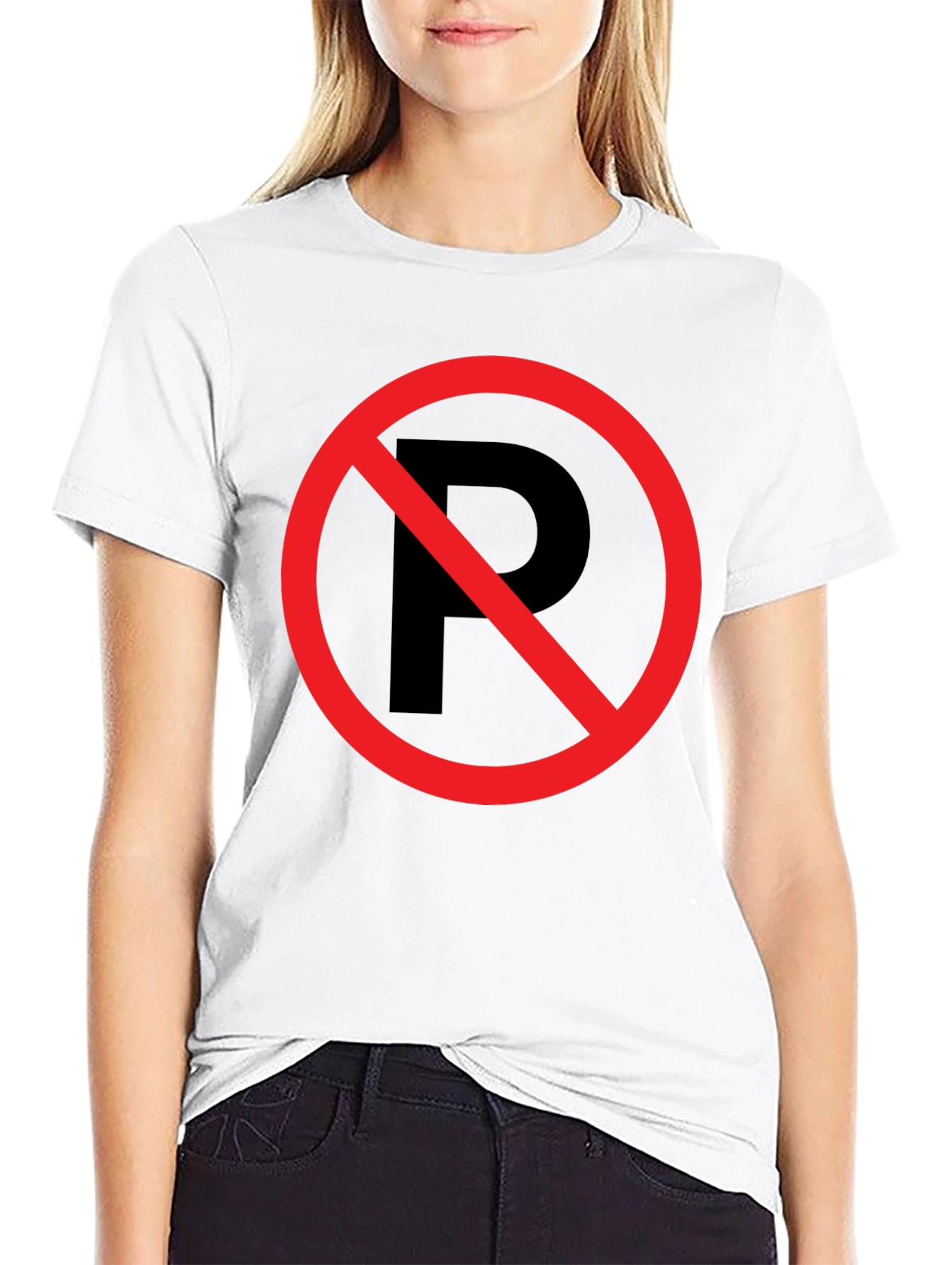 No Parking Symbol T-Shirt - Black Cotton Graphic Tee