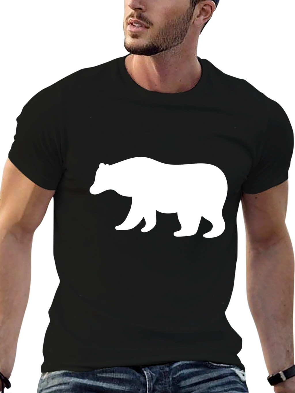 Bear Silhouette Graphic Tee - Black