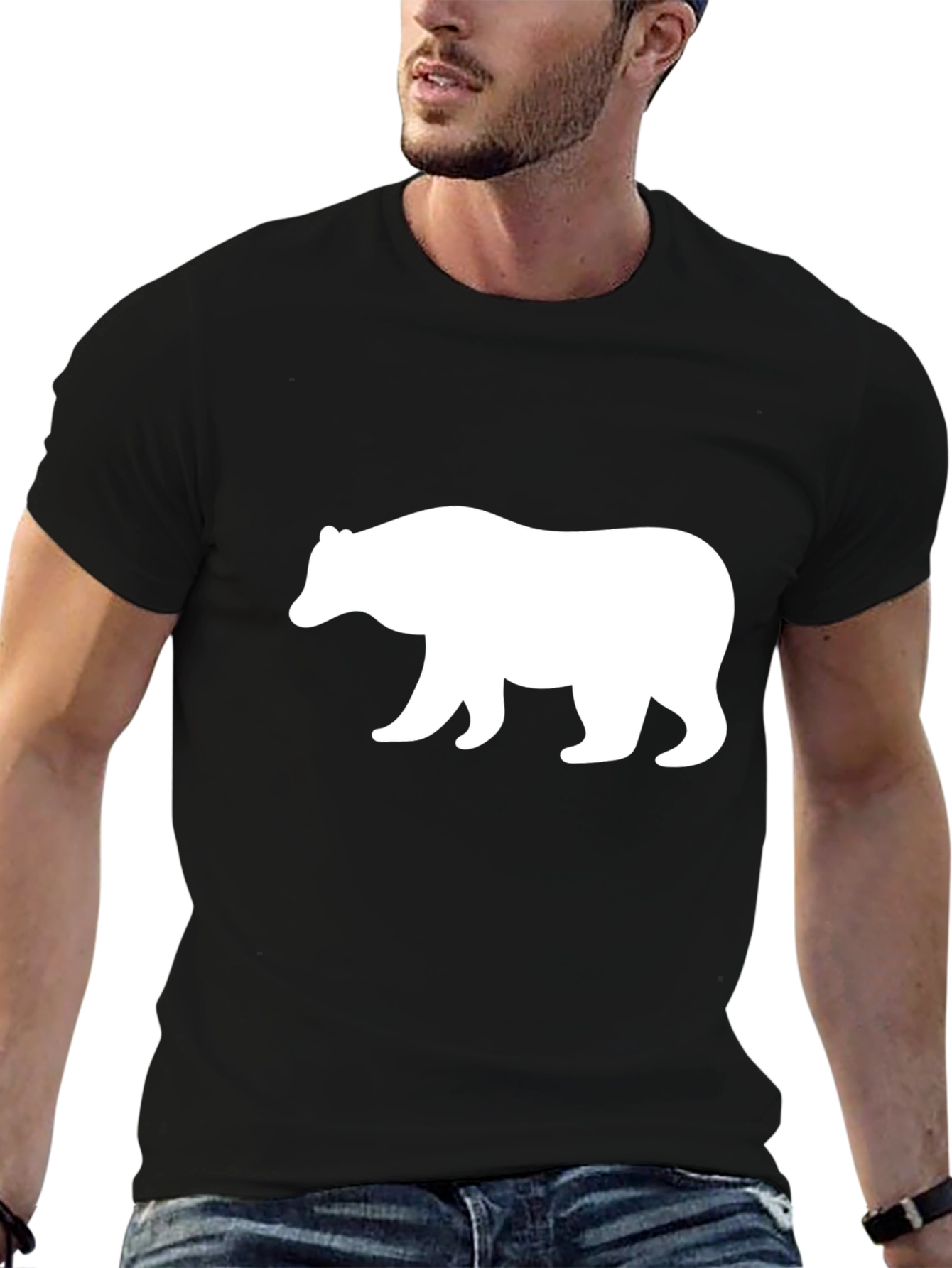Bear Silhouette Graphic Tee - Black