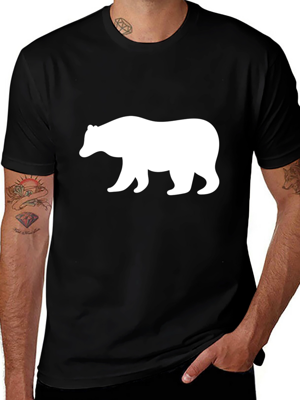 Bear Silhouette Graphic Tee - Black