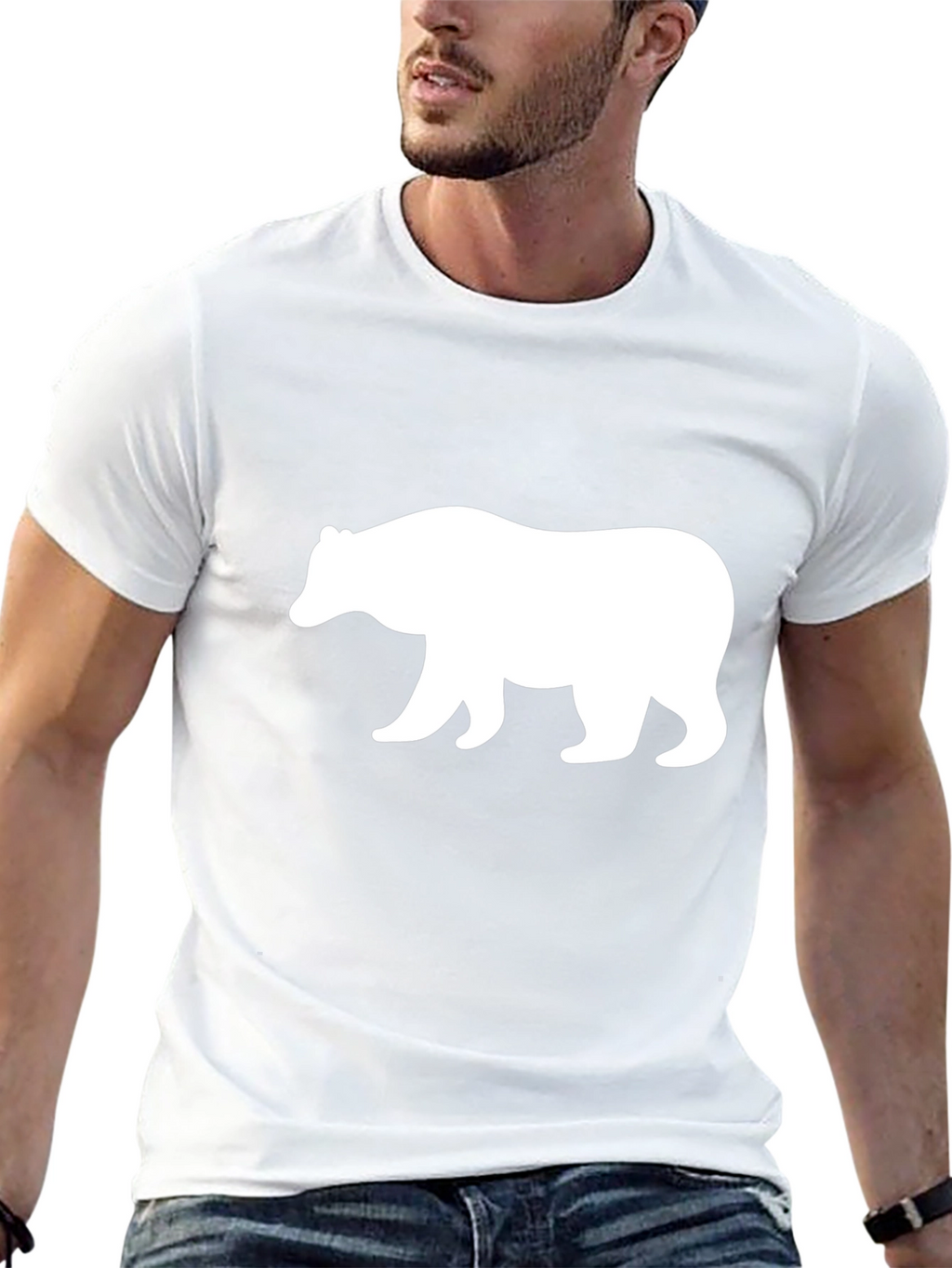 Bear Silhouette Graphic Tee - Black