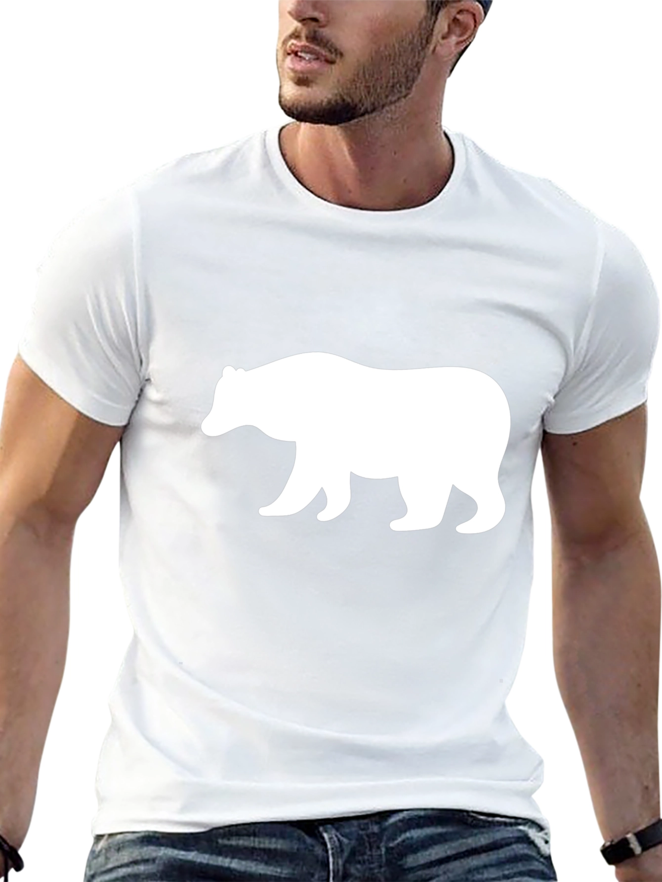 Bear Silhouette Graphic Tee - Black