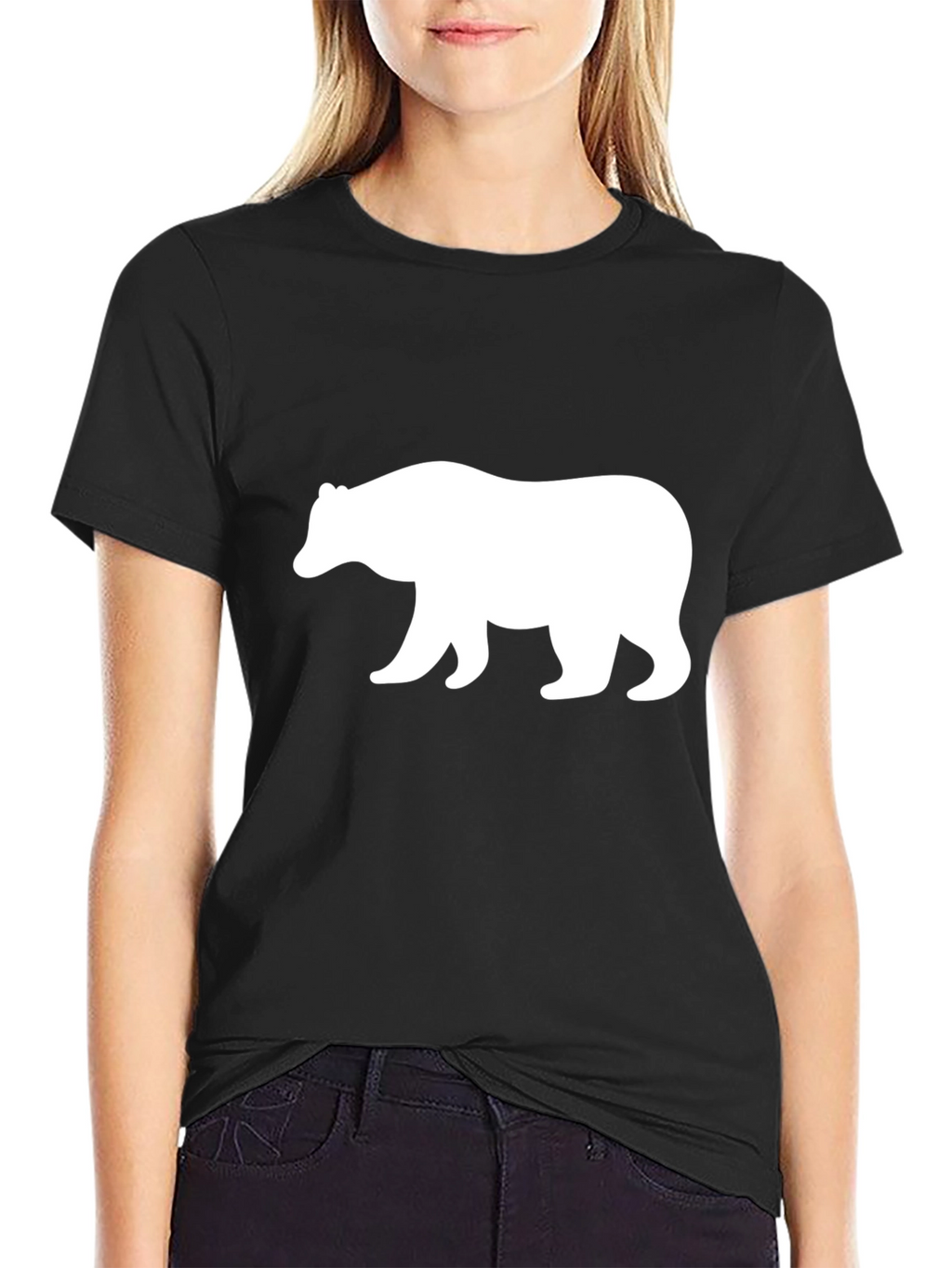 Bear Silhouette Graphic Tee - Black