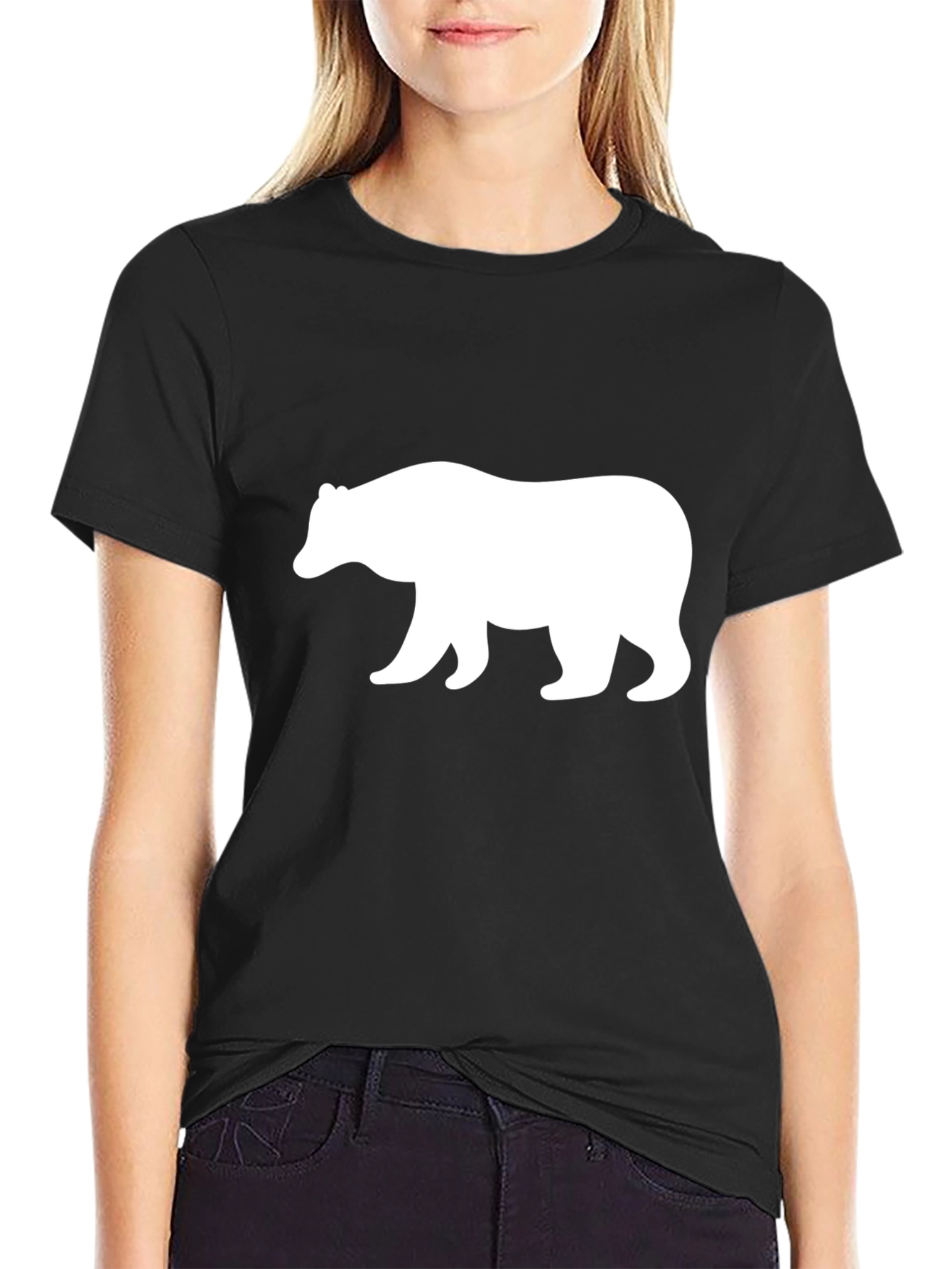 Bear Silhouette Graphic Tee - Black