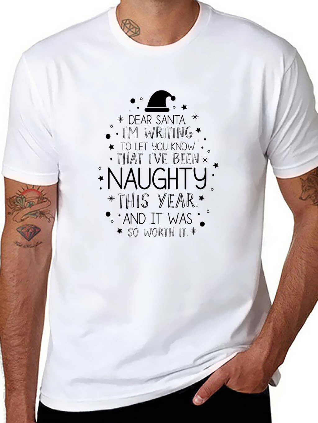 Naughty Christmas Santa Graphic T-Shirt