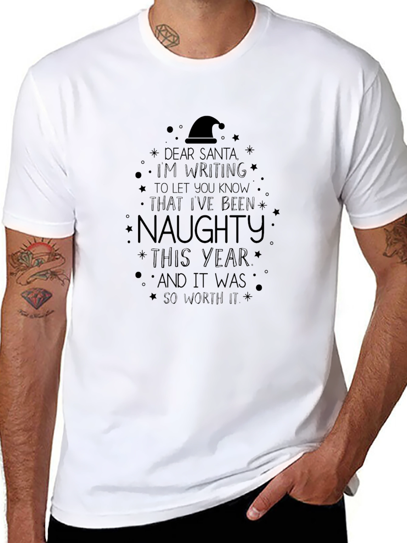 Naughty Christmas Santa Graphic T-Shirt
