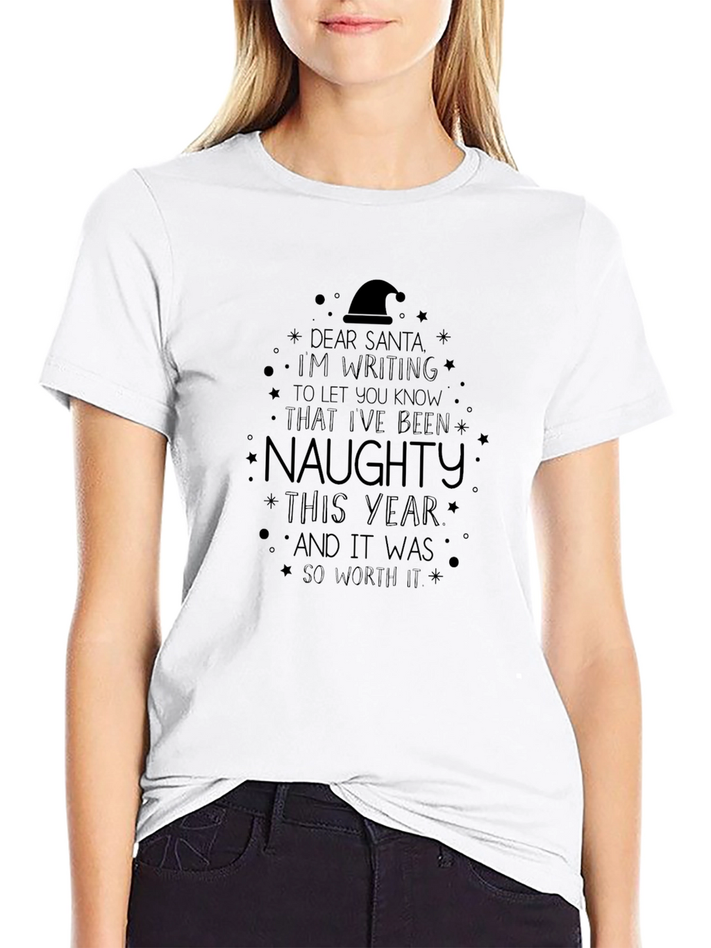 Naughty Christmas Santa Graphic T-Shirt