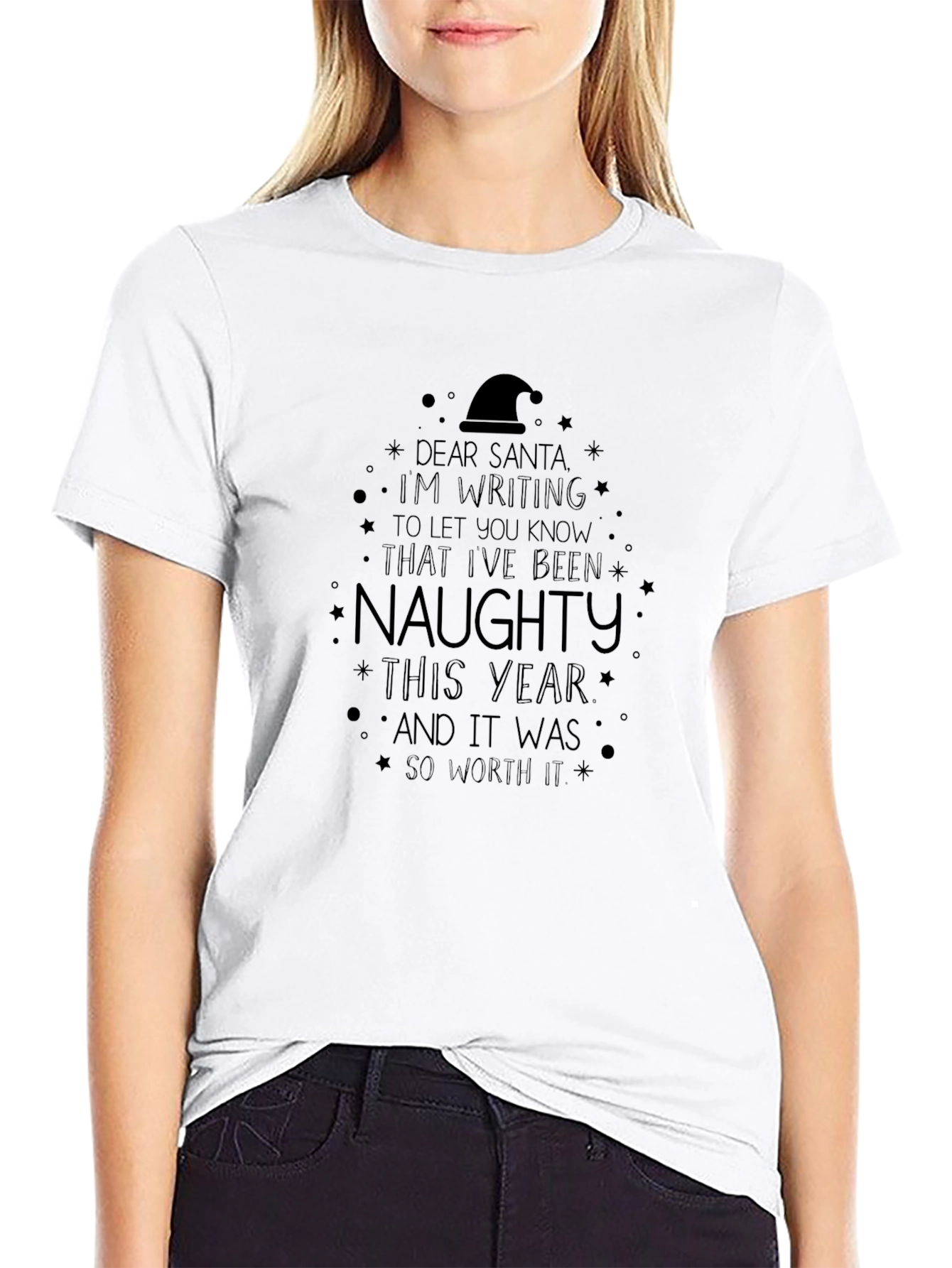 Naughty Christmas Santa Graphic T-Shirt