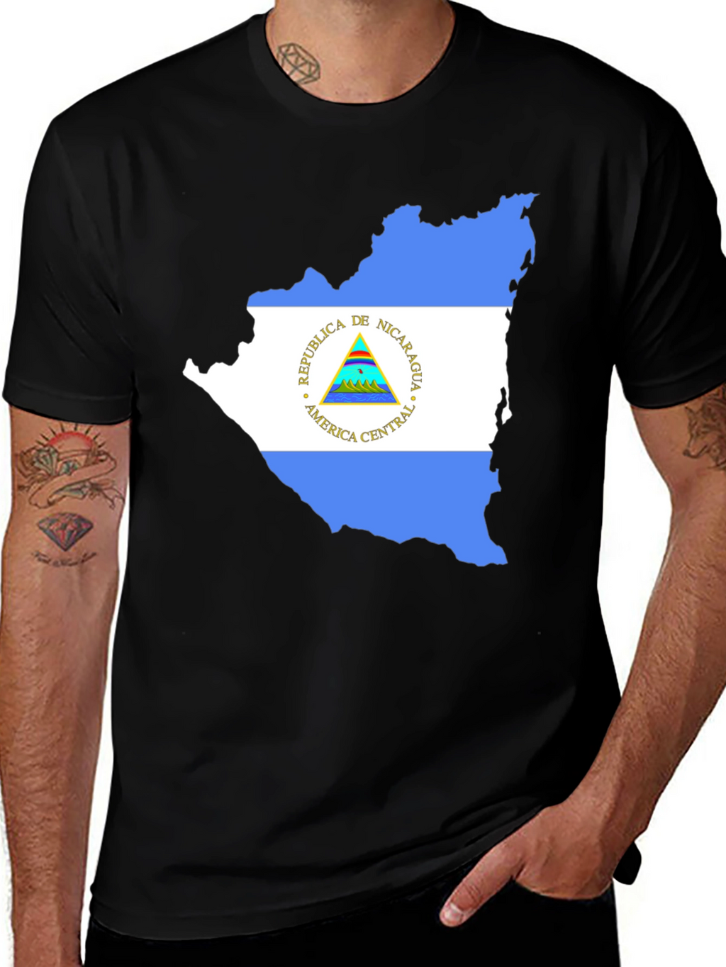 Nicaragua Flag Map Graphic T-Shirt