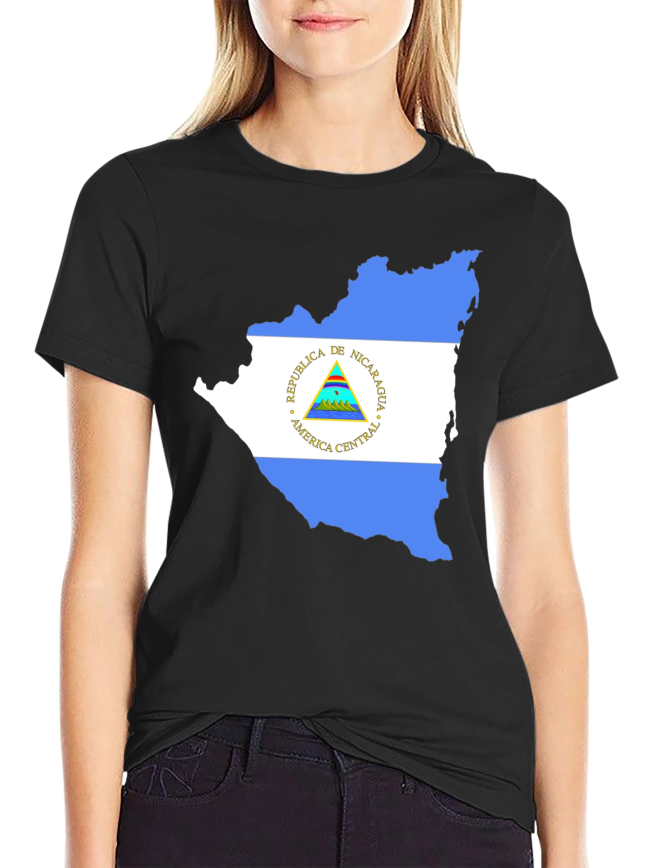 Nicaragua Flag Map Graphic T-Shirt