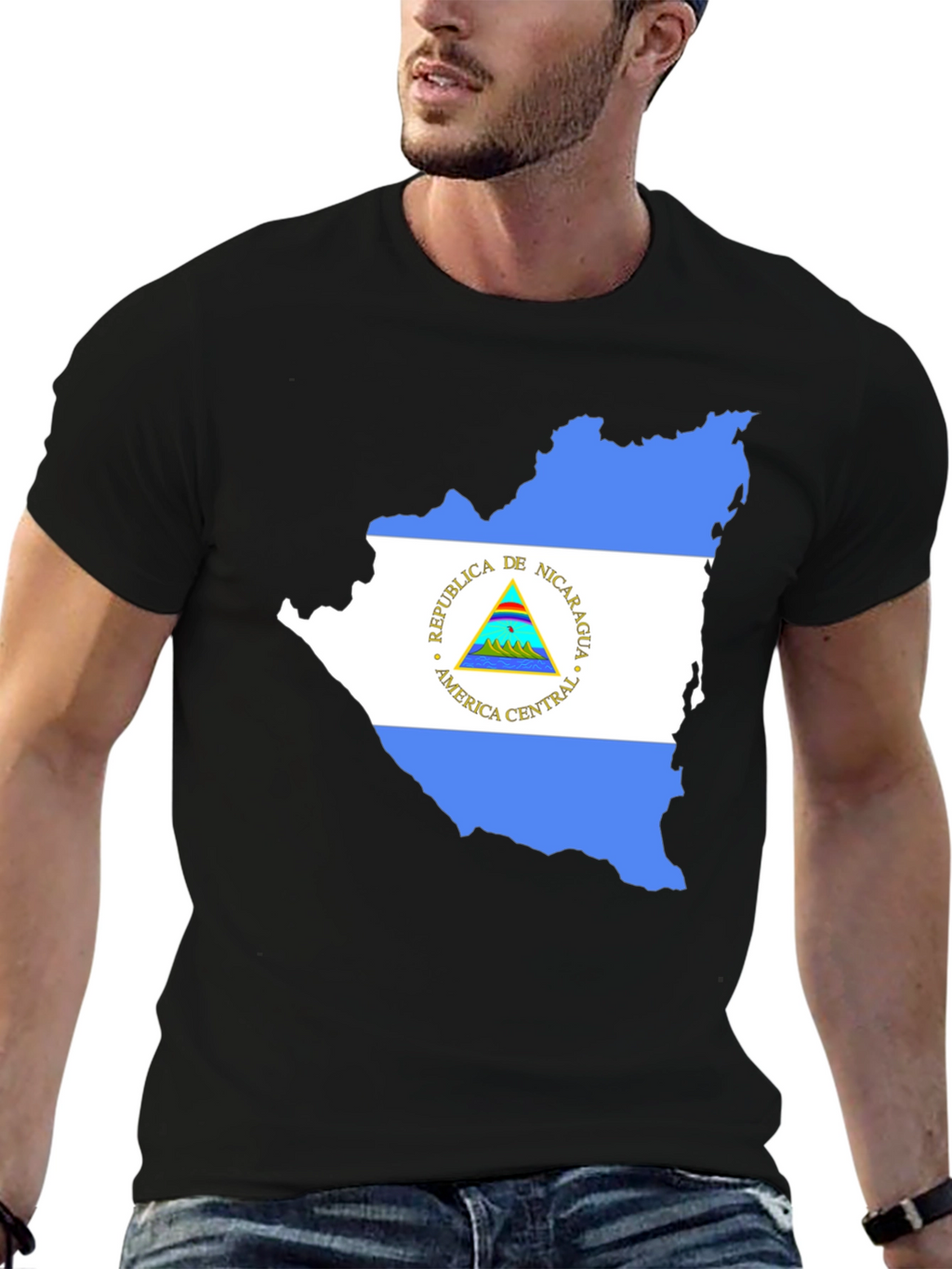 Nicaragua Flag Map Graphic T-Shirt
