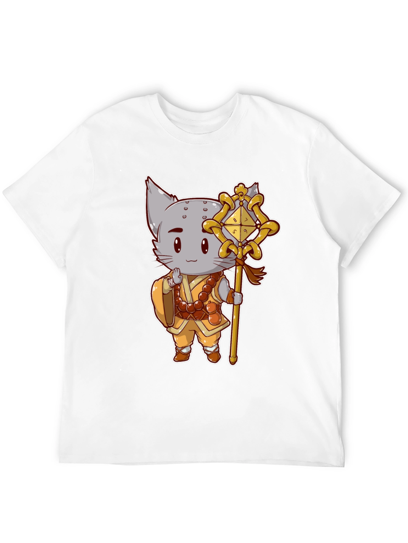 Monk Cat T-Shirt - Cute Anime Style