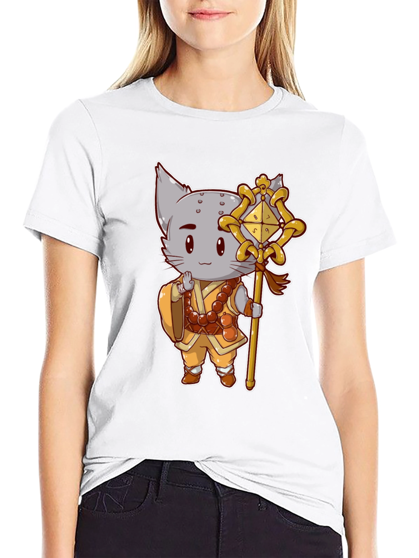 Monk Cat T-Shirt - Cute Anime Style