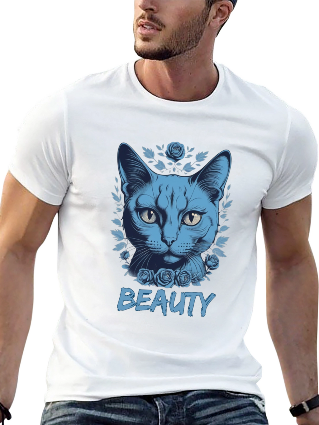 Beauty Cat Graphic Tee - Soft Cotton Blend