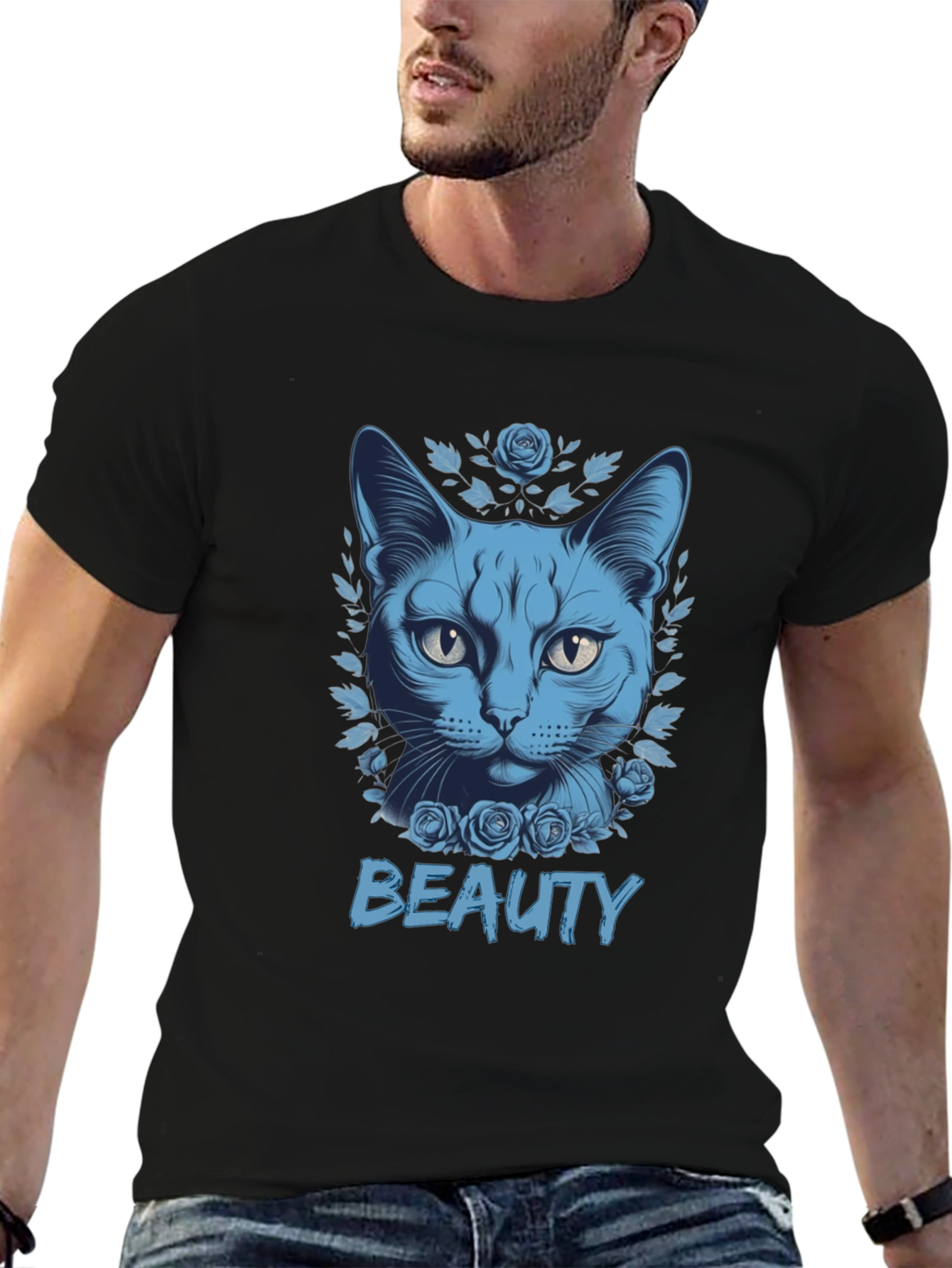 Beauty Cat Graphic Tee - Soft Cotton Blend