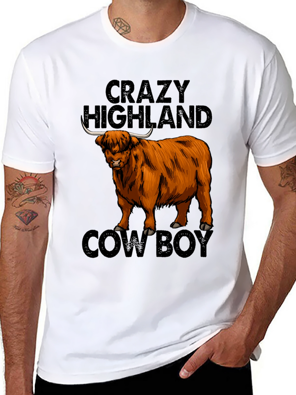 Crazy Highland Cowboy Graphic T-Shirt