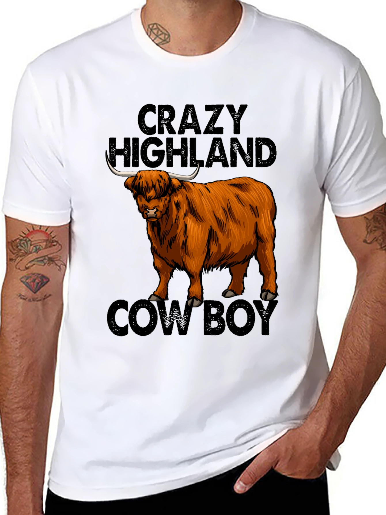 Crazy Highland Cowboy Graphic T-Shirt