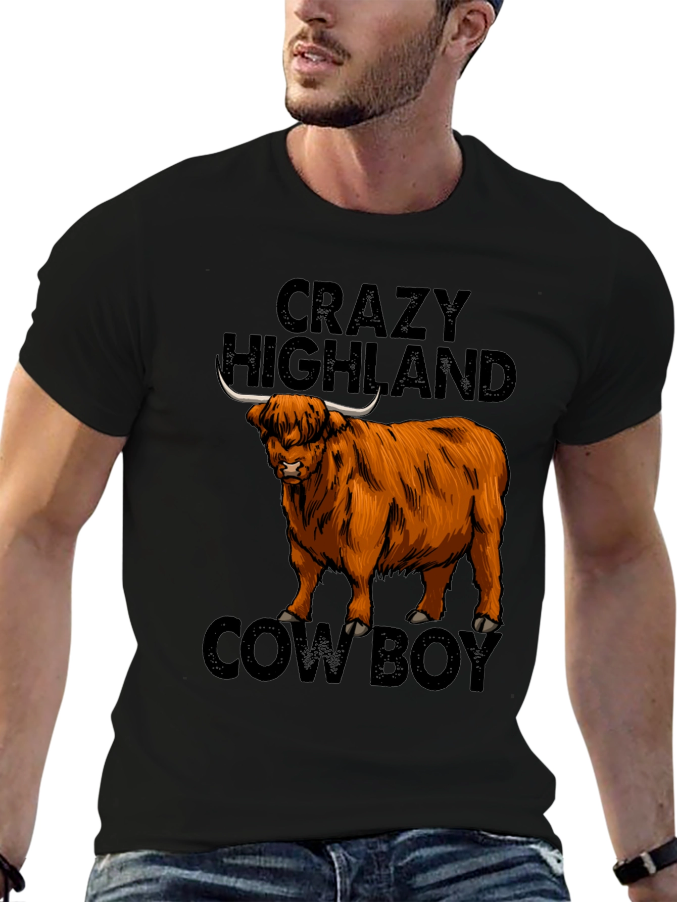 Crazy Highland Cowboy Graphic T-Shirt