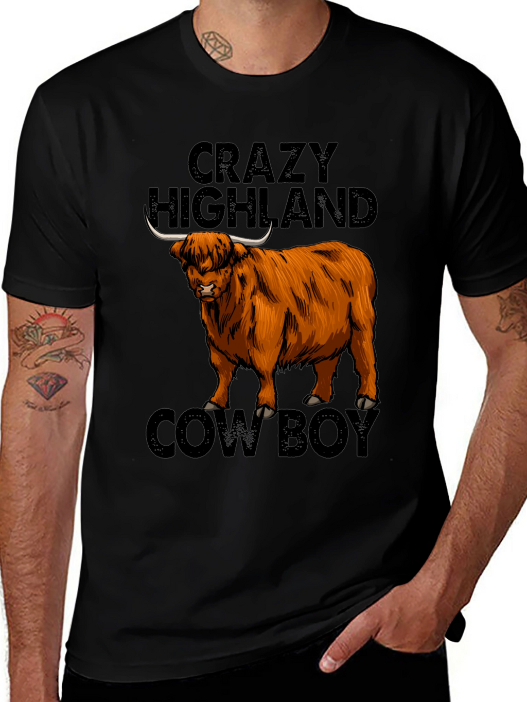 Crazy Highland Cowboy Graphic T-Shirt