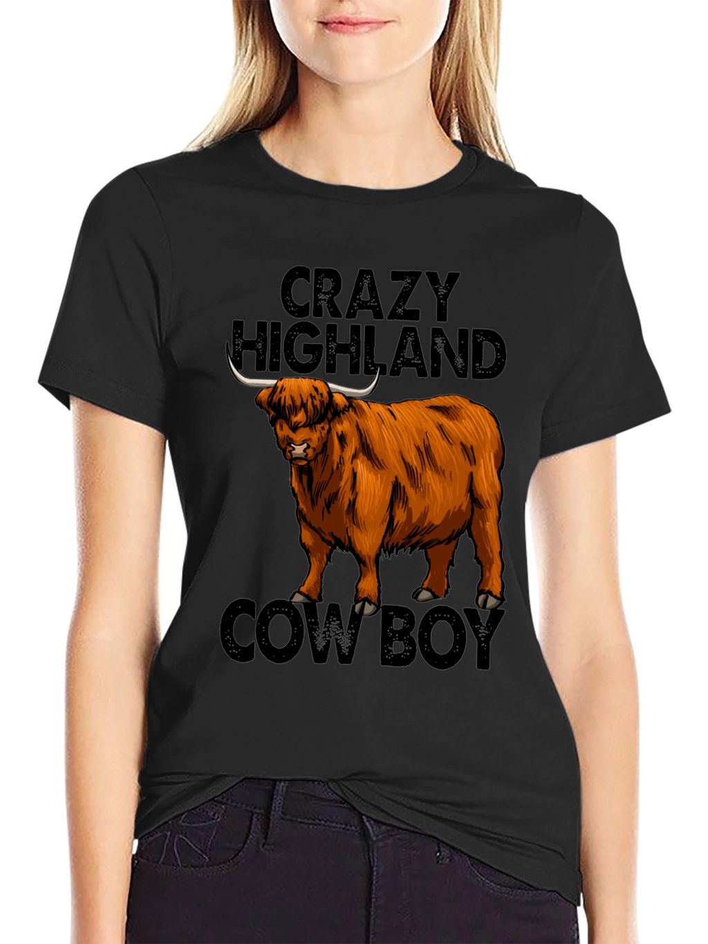 Crazy Highland Cowboy Graphic T-Shirt
