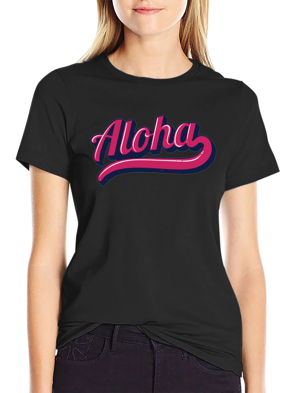 Retro Aloha Graphic T-Shirt - Black