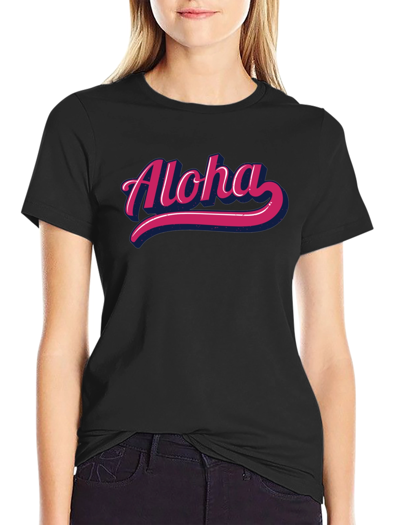 Retro Aloha Graphic T-Shirt - Black