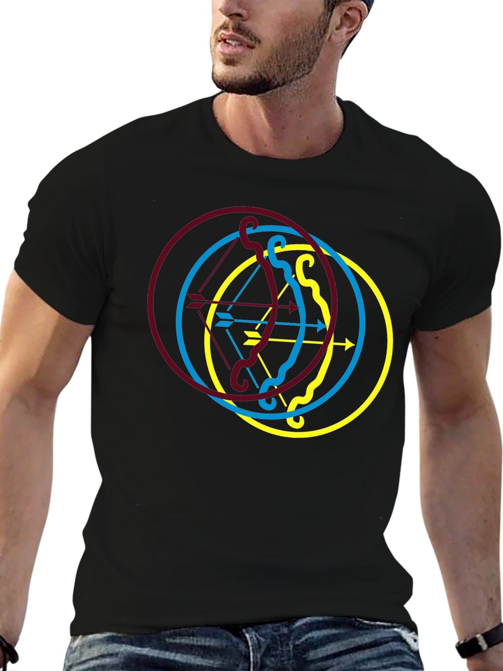 Archery Arrow Circle Graphic Black Tee