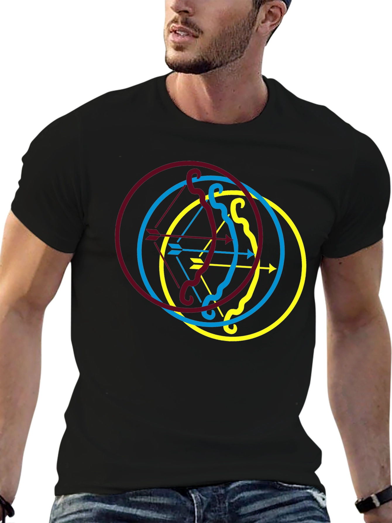 Archery Arrow Circle Graphic Black Tee