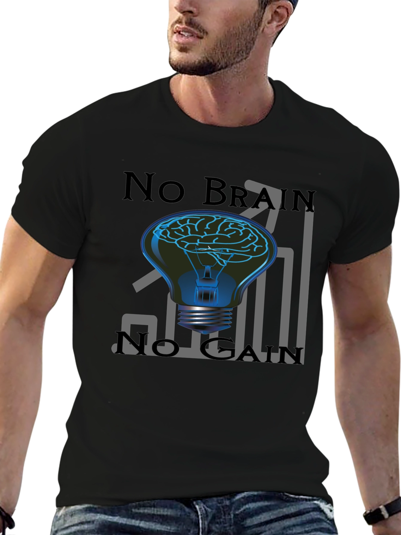 No Brain No Gain Graphic Tee - Fitness Motivation