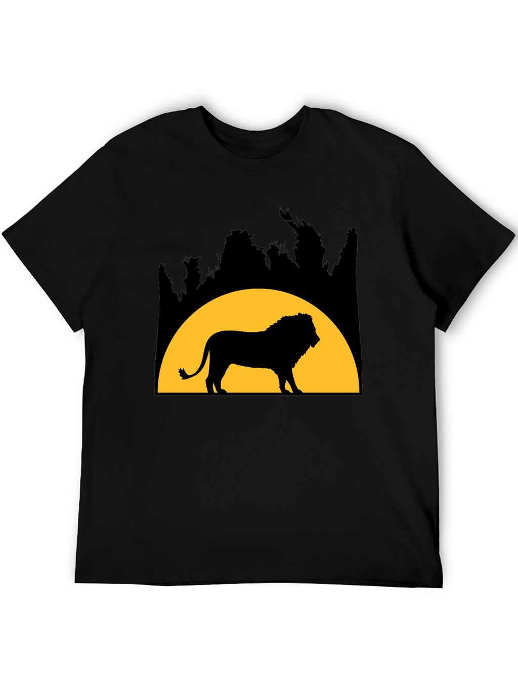 Lion Silhouette Graphic Tee - Black Cotton Blend