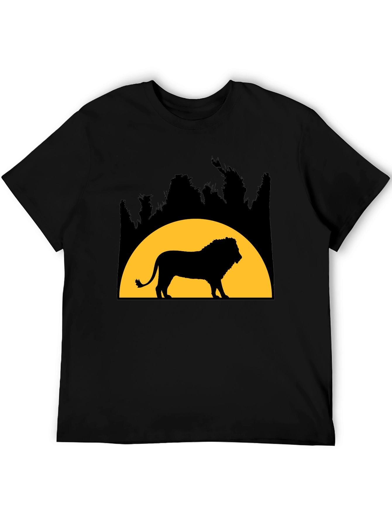 Lion Silhouette Graphic Tee - Black Cotton Blend