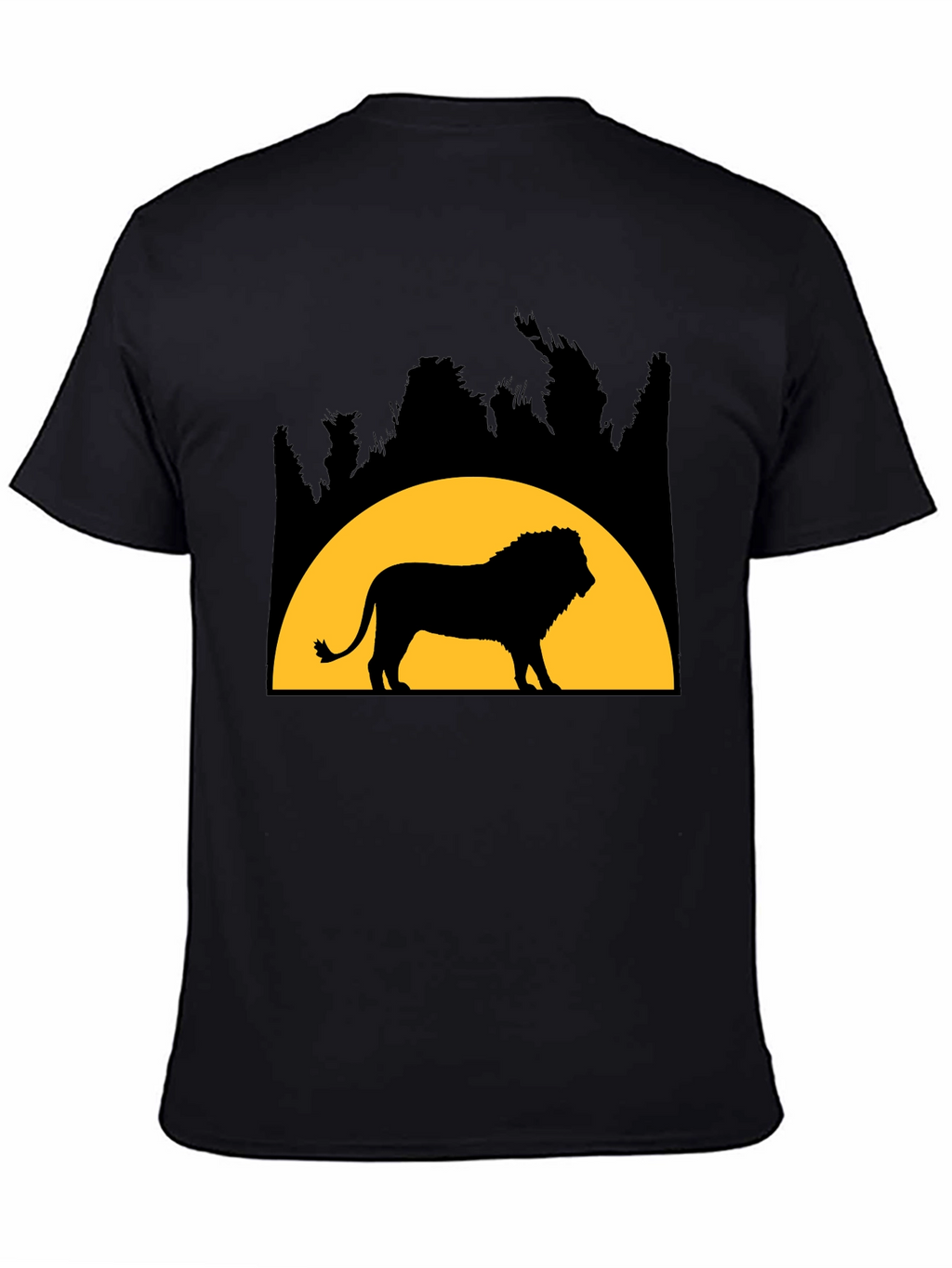 Lion Silhouette Graphic Tee - Black Cotton Blend