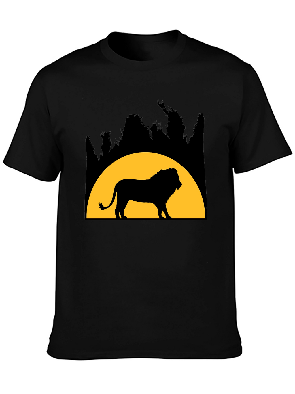 Lion Silhouette Graphic Tee - Black Cotton Blend