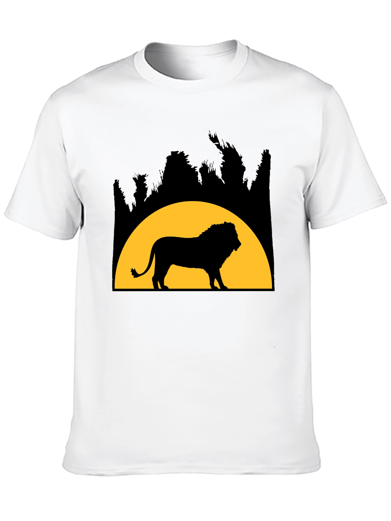 Lion Silhouette Graphic Tee - Black Cotton Blend