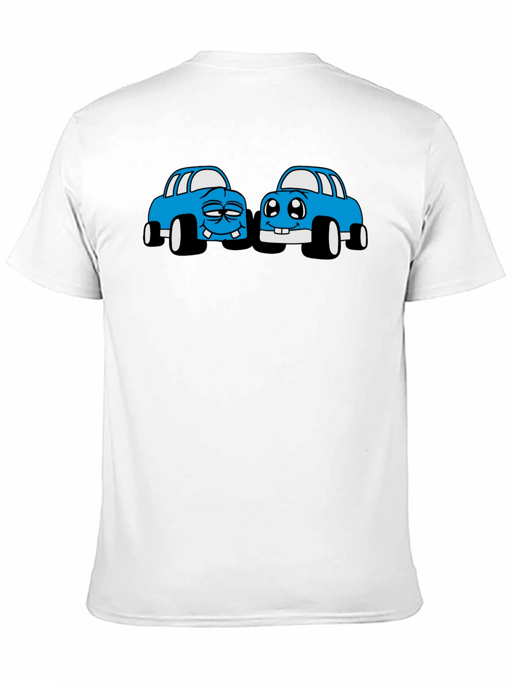 Cartoon Car Graphic Tee - Black Cotton T-Shirt