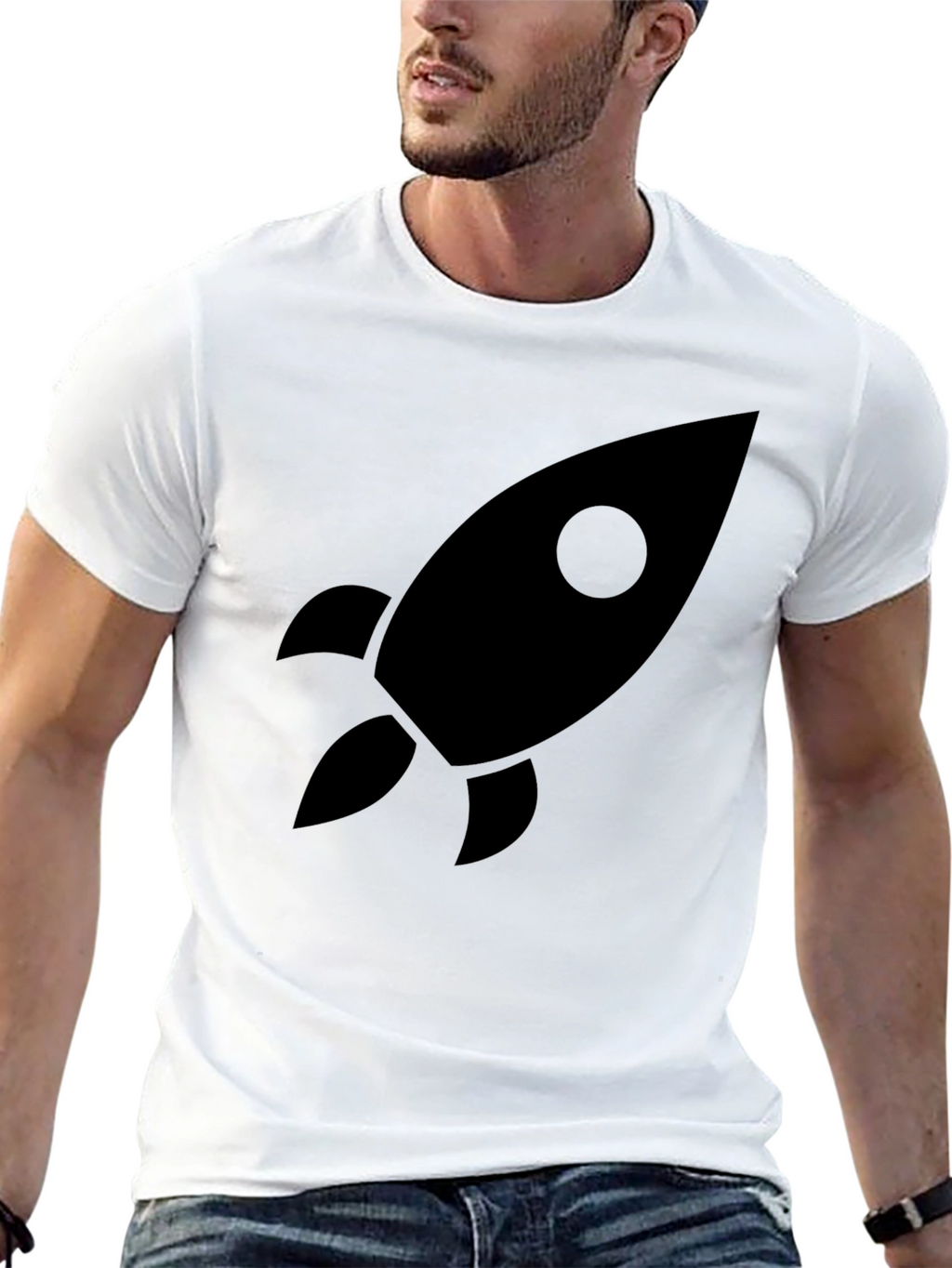 Rocket Graphic Black T-Shirt - Space Exploration