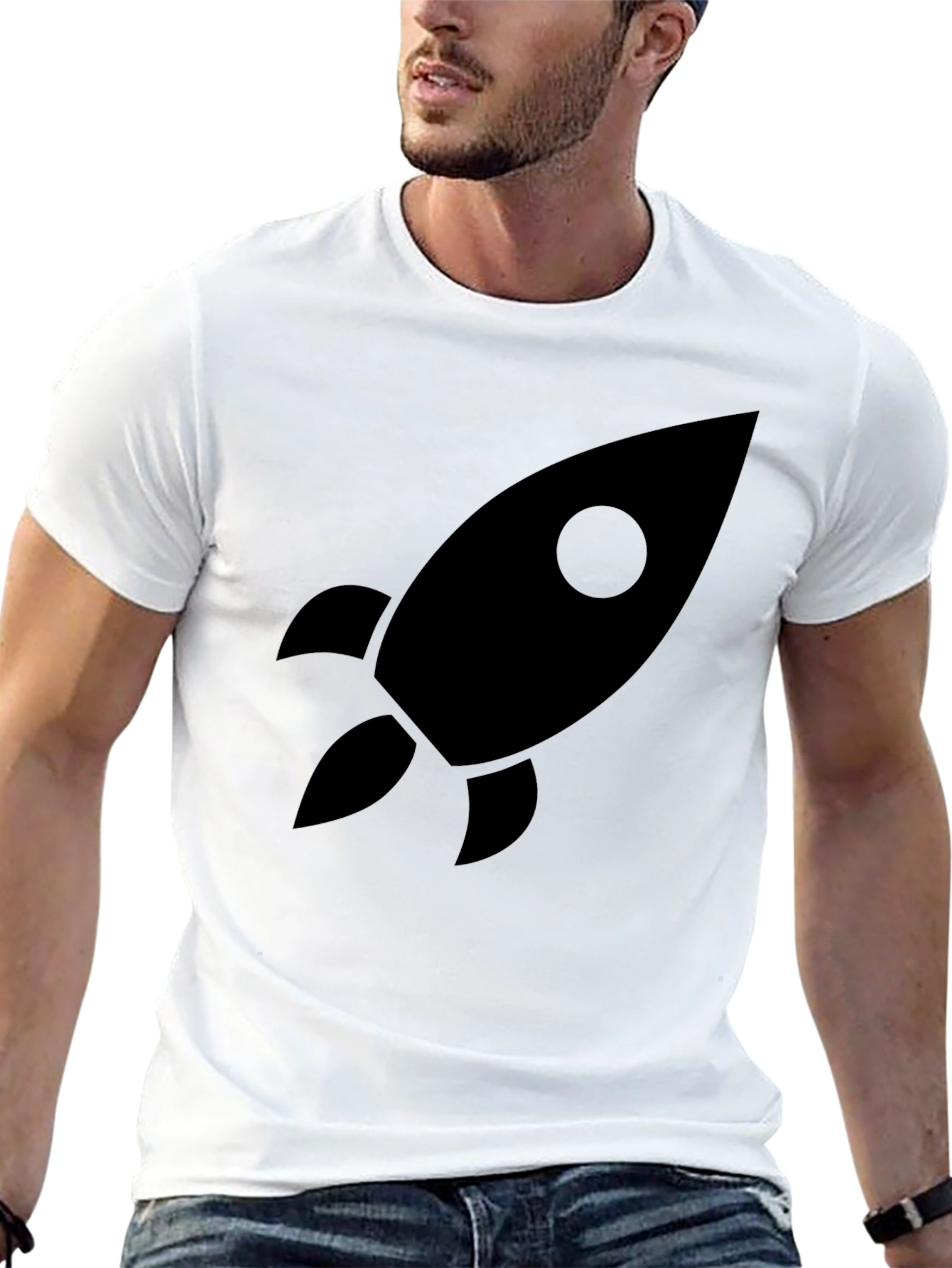 Rocket Graphic Black T-Shirt - Space Exploration